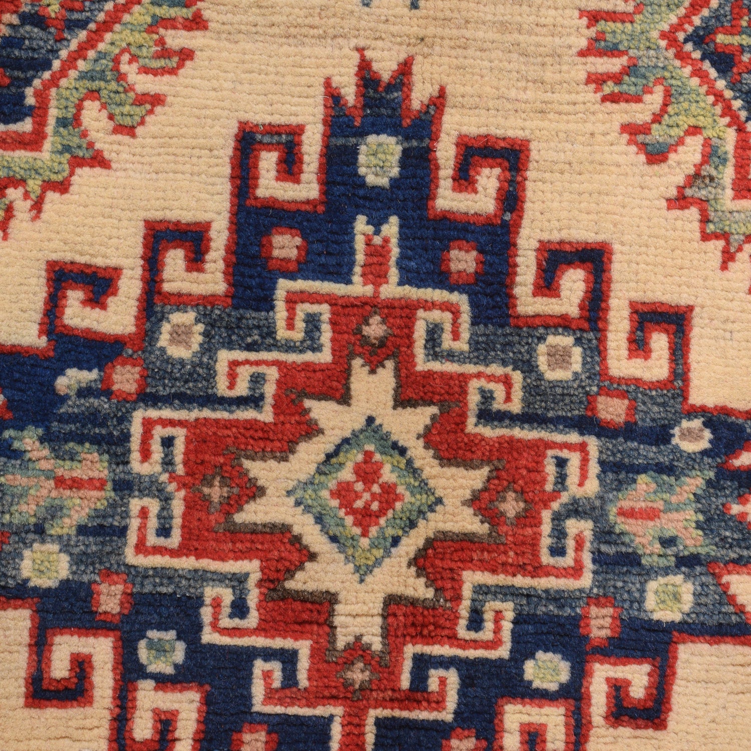 Kazak Rug Handmade Ivory Medallion 3x5 ft