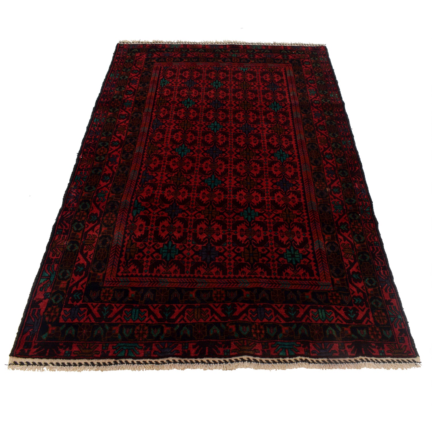 Baluchi Rug Handmade Red Geometric 4x6 ft