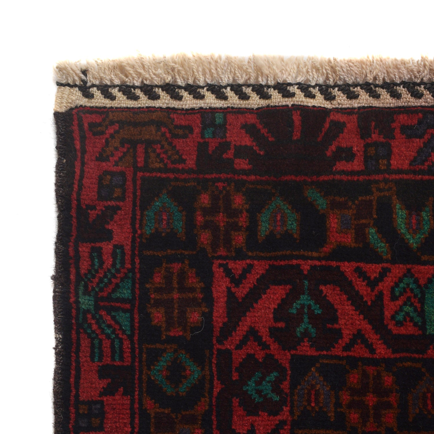 Baluchi Rug Handmade Red Geometric 4x6 ft