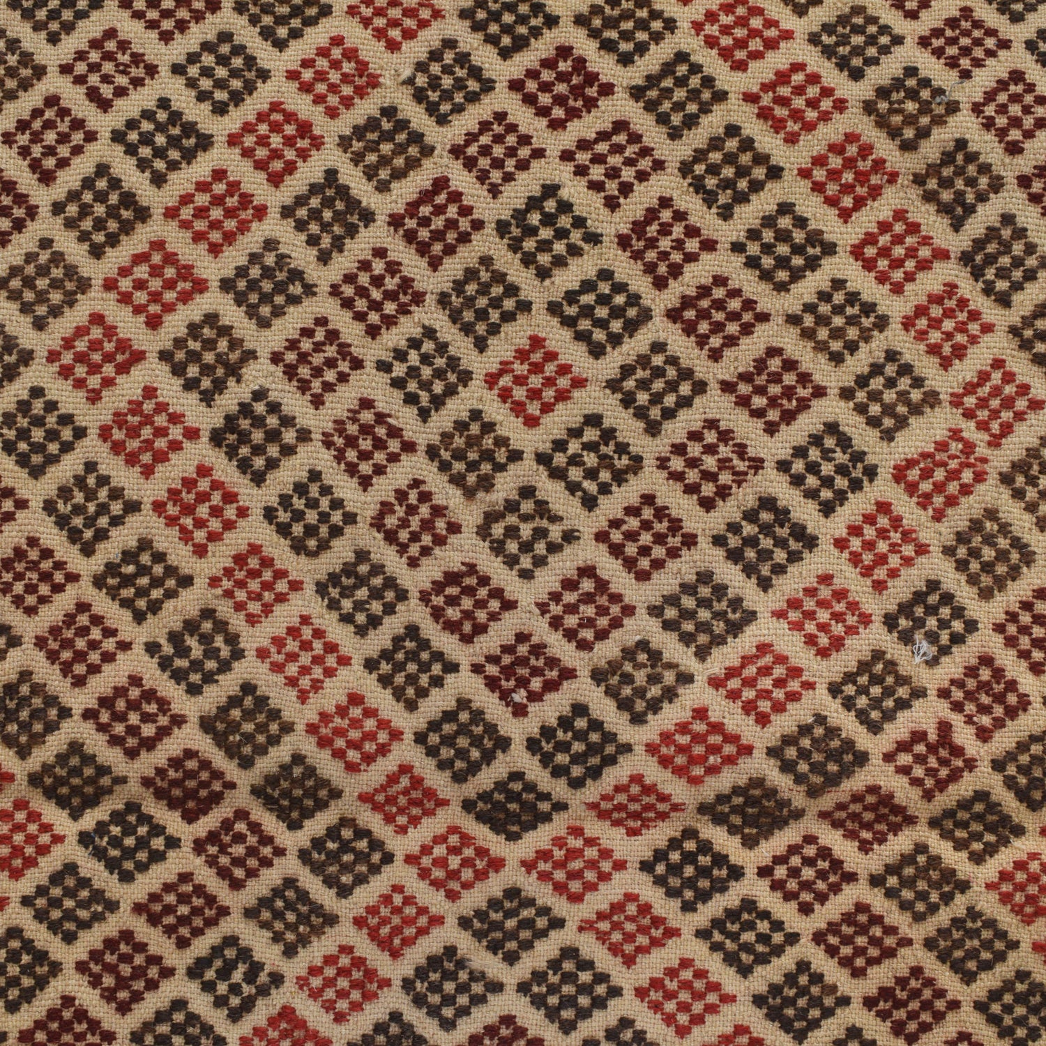 Soumak Kilim Area Rug Handmade White Geometric 4x6 ft