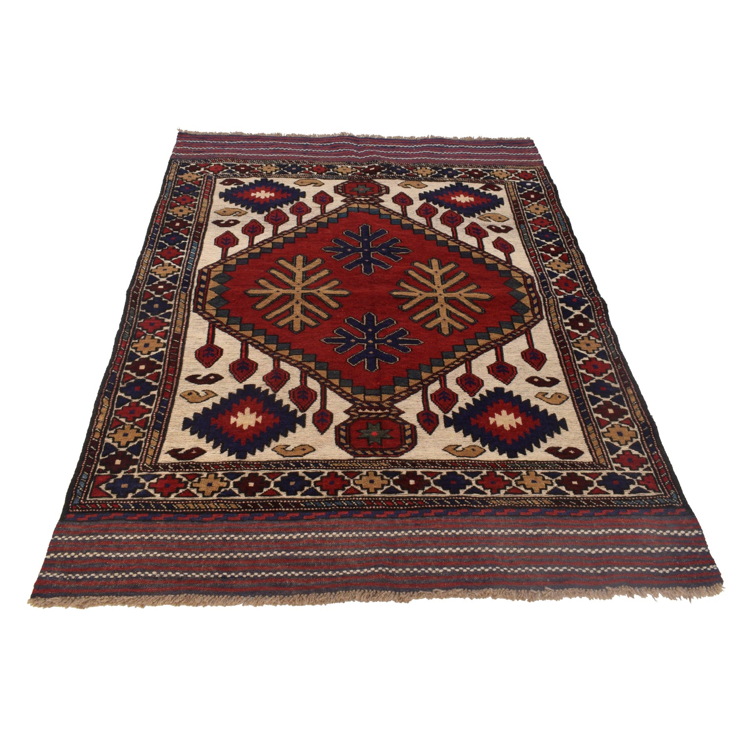 Barjasta Area Rug Handmade Beige Floral 4x6 ft