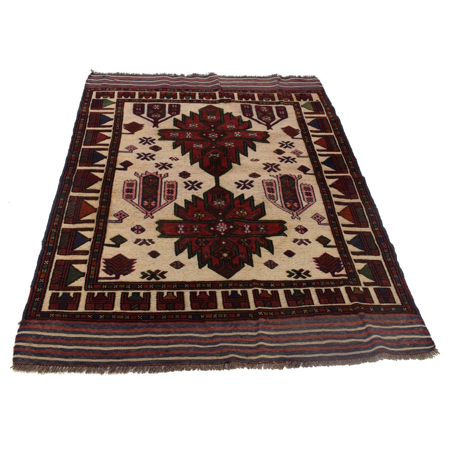 Barjasta Area Rug Handmade Beige Floral 4x6 ft