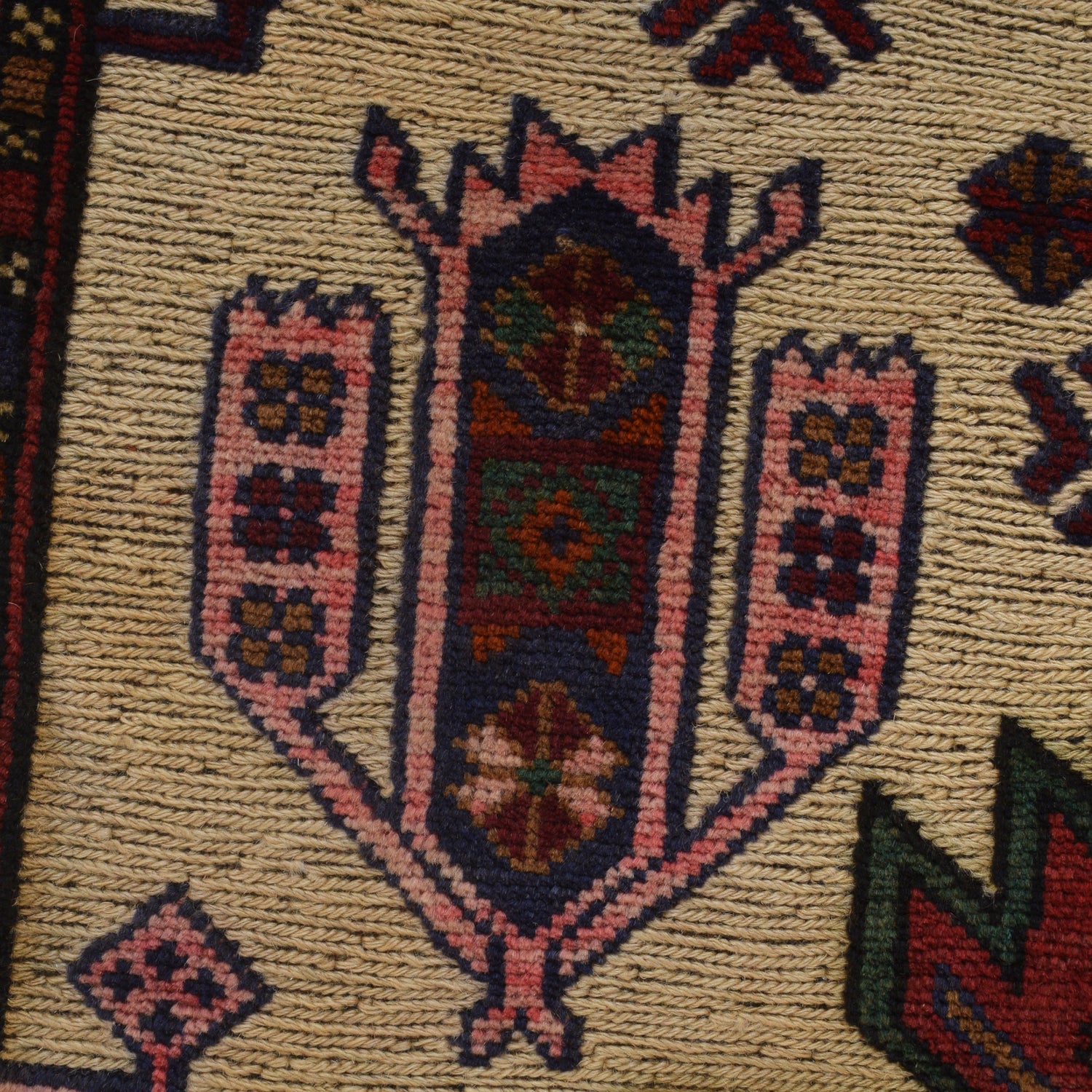 Barjasta Area Rug Handmade Beige Floral 4x6 ft