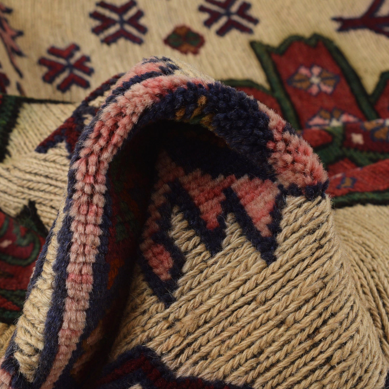 Barjasta Area Rug Handmade Beige Floral 4x6 ft