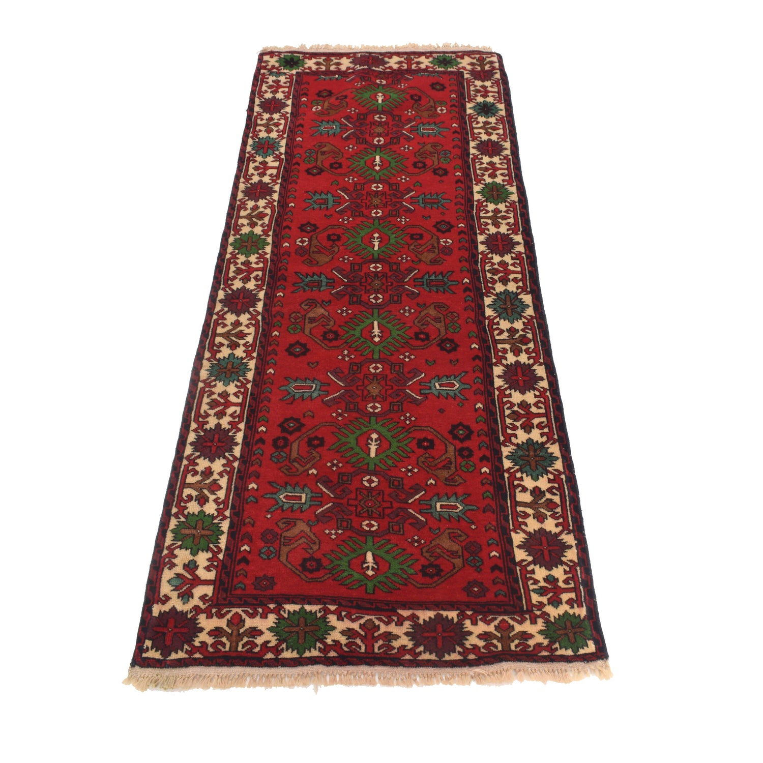 Bokhara Rug Handmade Vibrant Red Medallion 6' Runner
