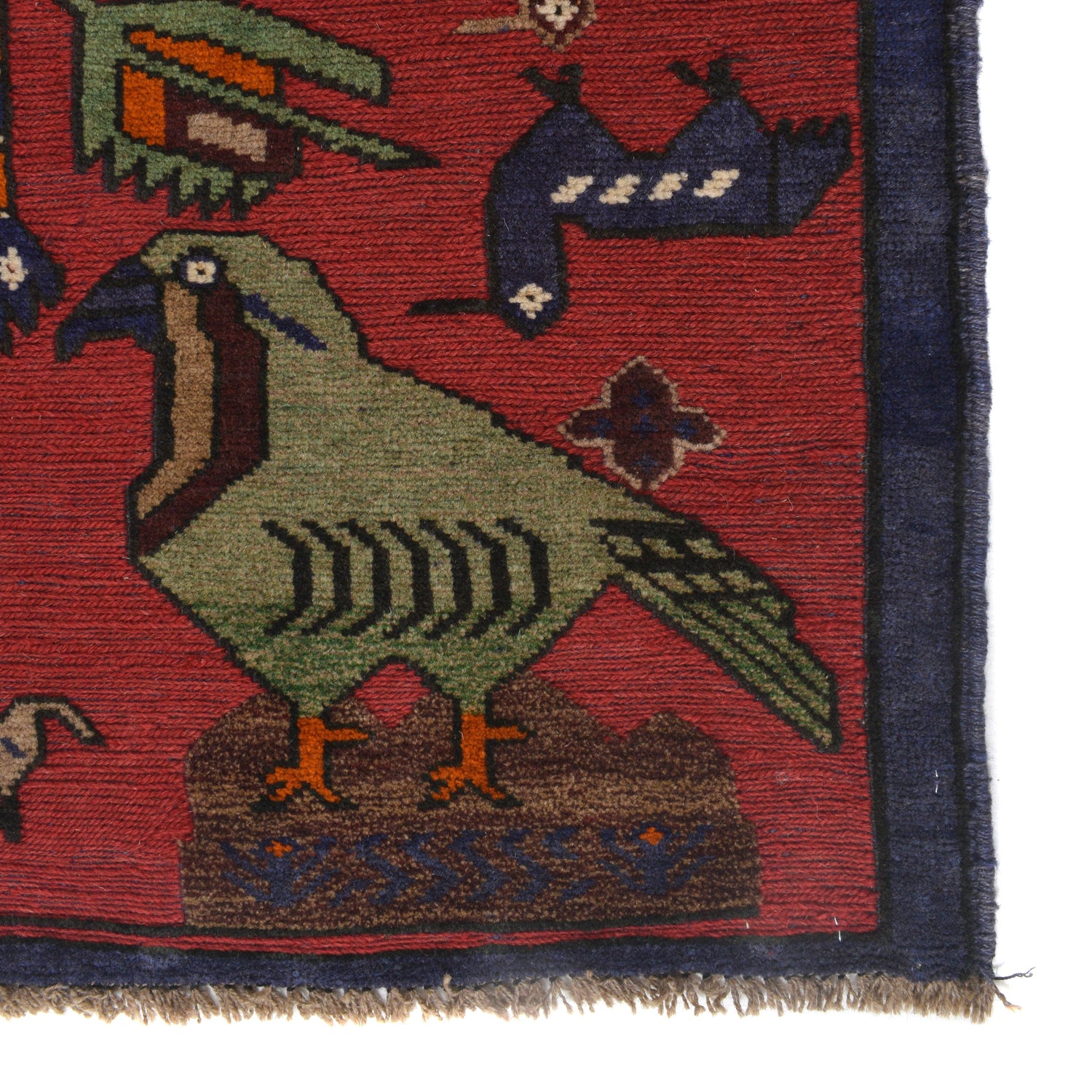 Pictorial Rug Handmade Red Design