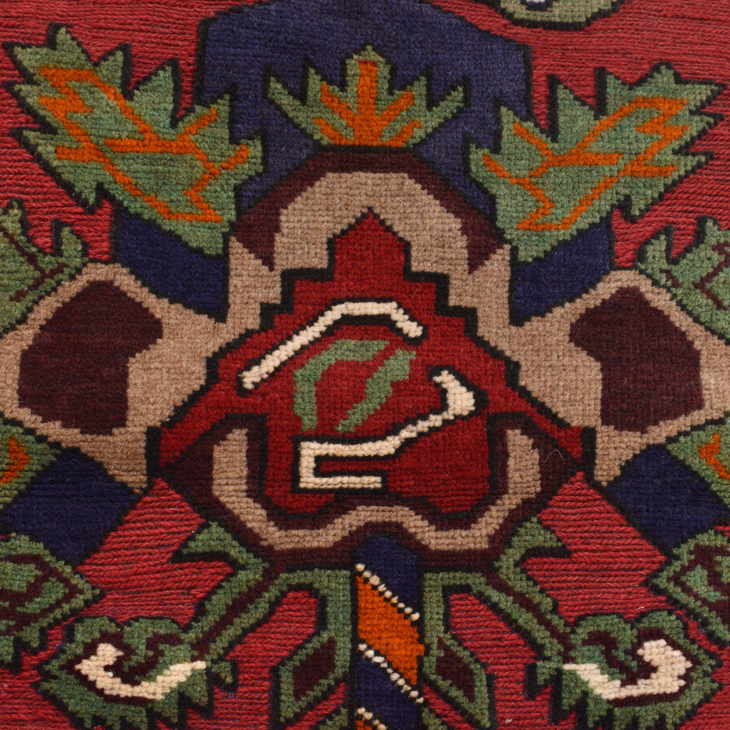 Pictorial Rug Handmade Red Design