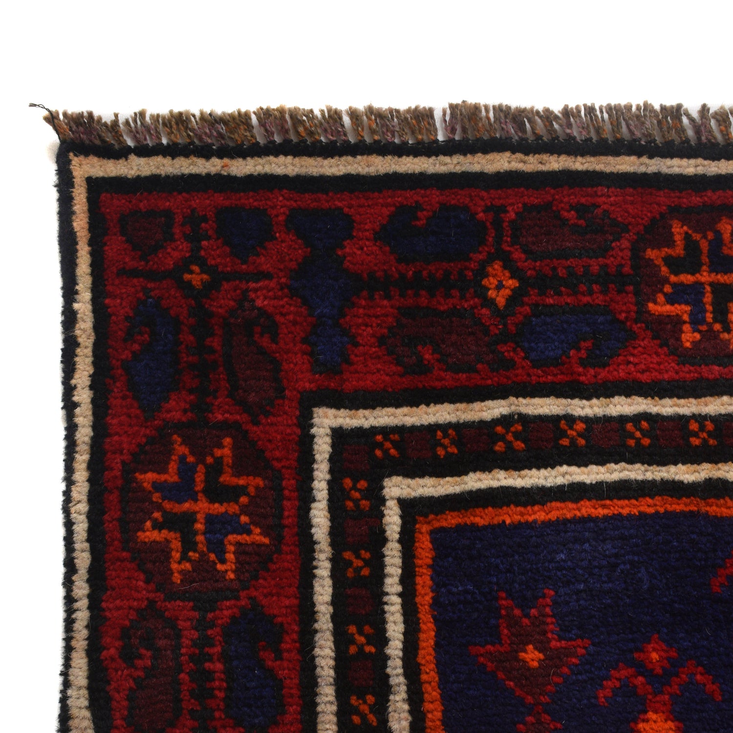Baluchi Rug Handmade Navy Blue Geometric 4x6 ft
