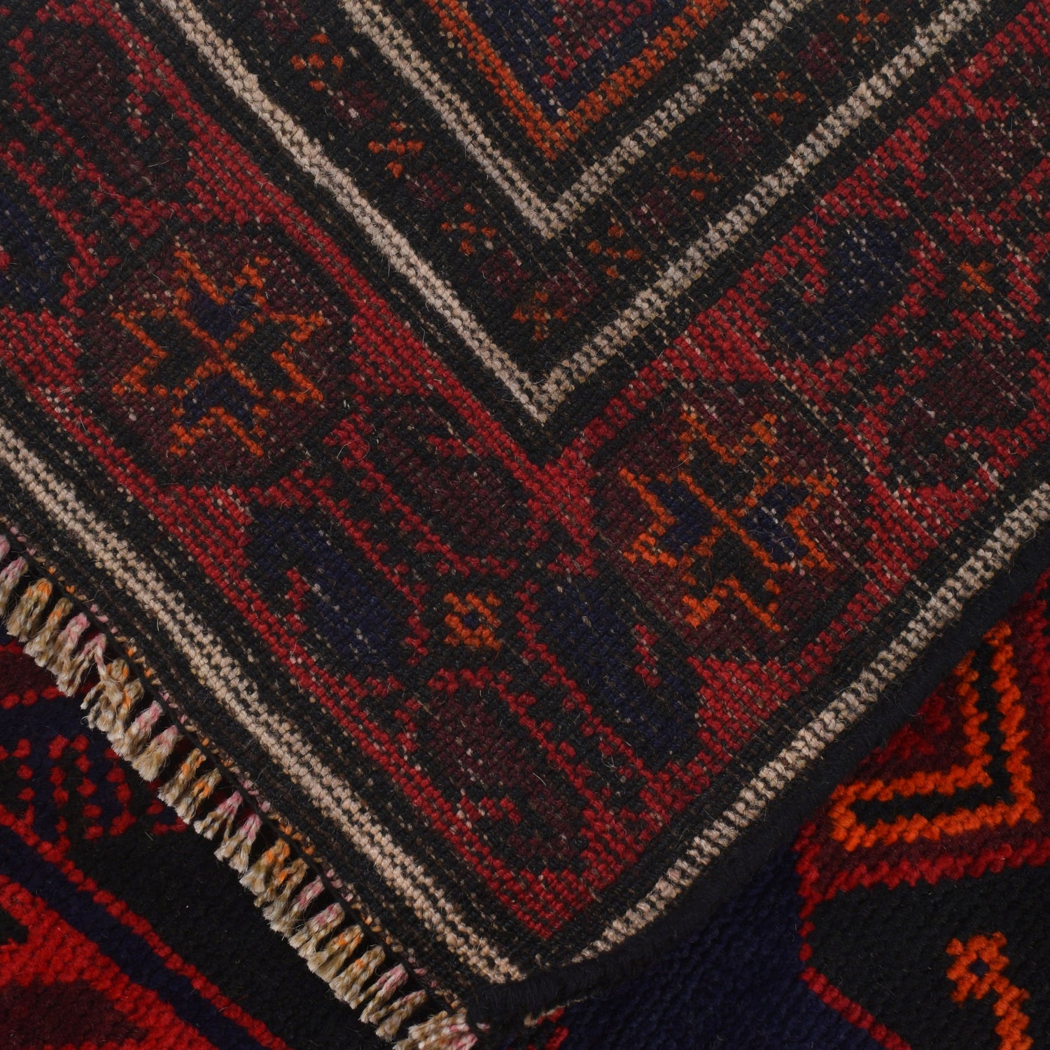 Baluchi Rug Handmade Navy Blue Geometric 4x6 ft