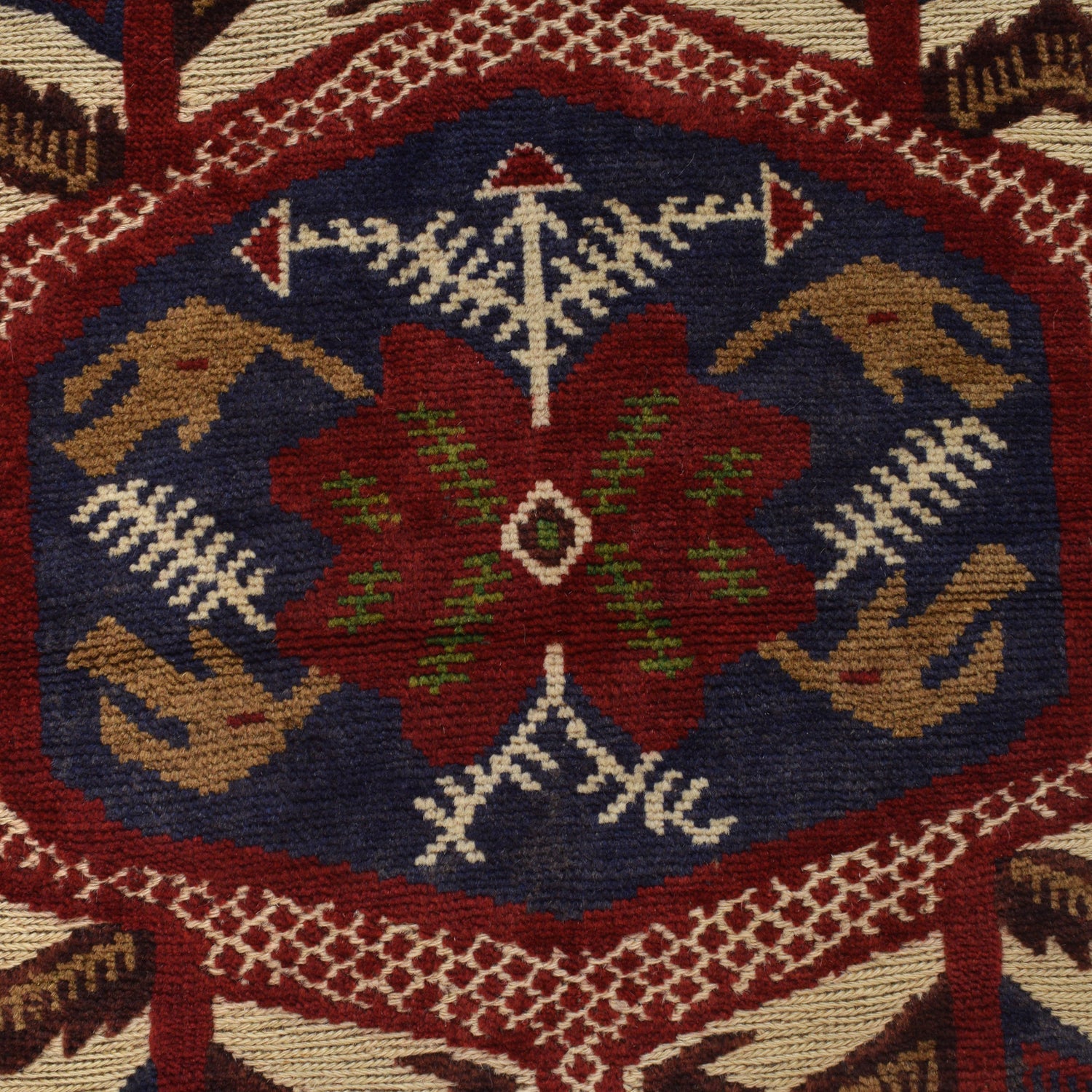 Barjasta Area Rug Handmade Beige Floral 4x6 ft