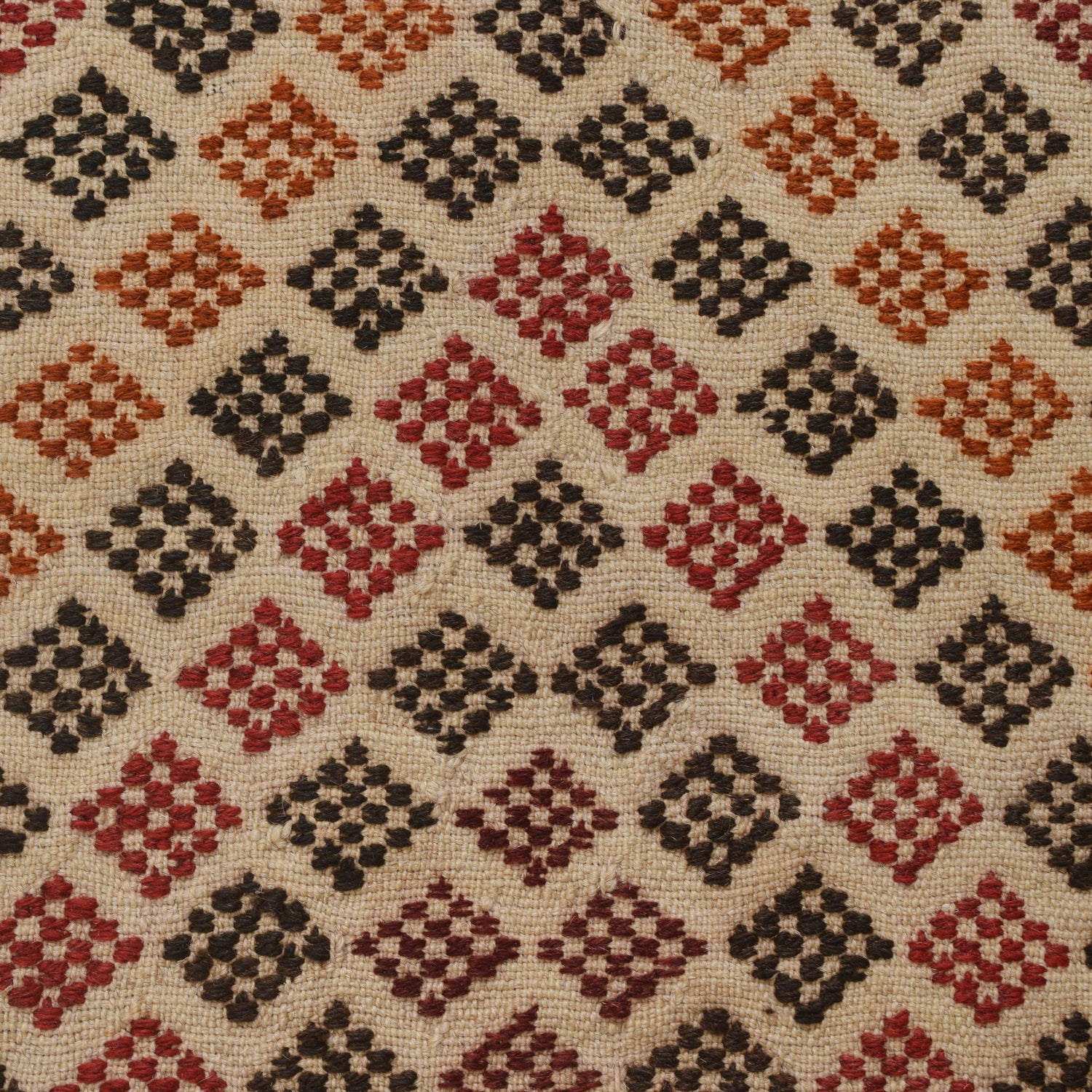 Soumak Kilim Area Rug Handmade White Geometric 4x6 ft