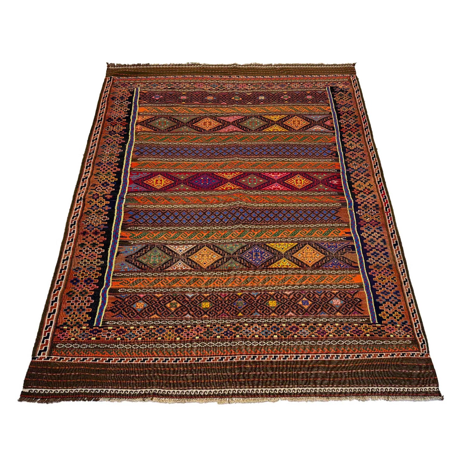 Laghari Kilim Area Rug Handmade Multi Geometric 5x8 ft