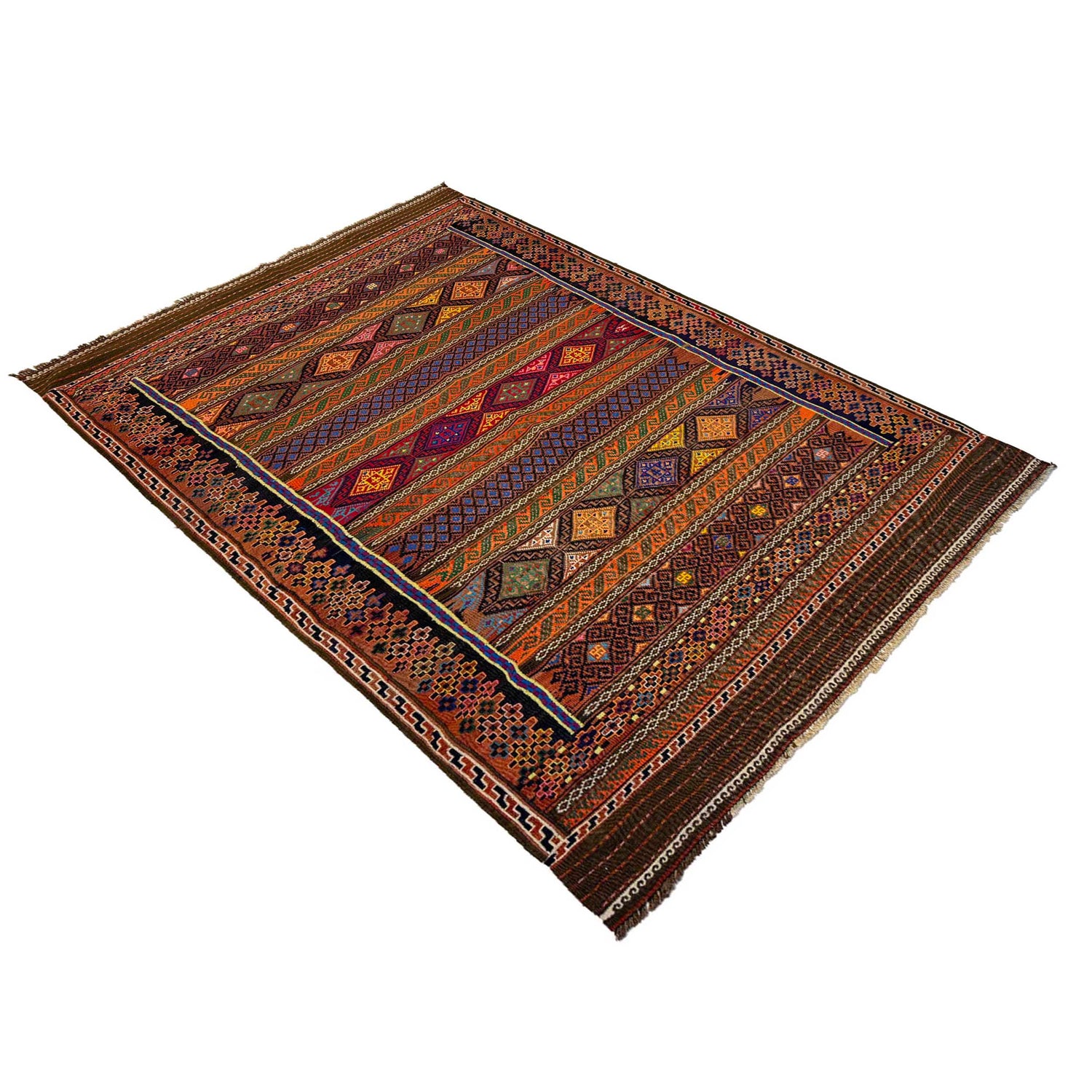 Laghari Kilim Area Rug Handmade Multi Geometric 5x8 ft