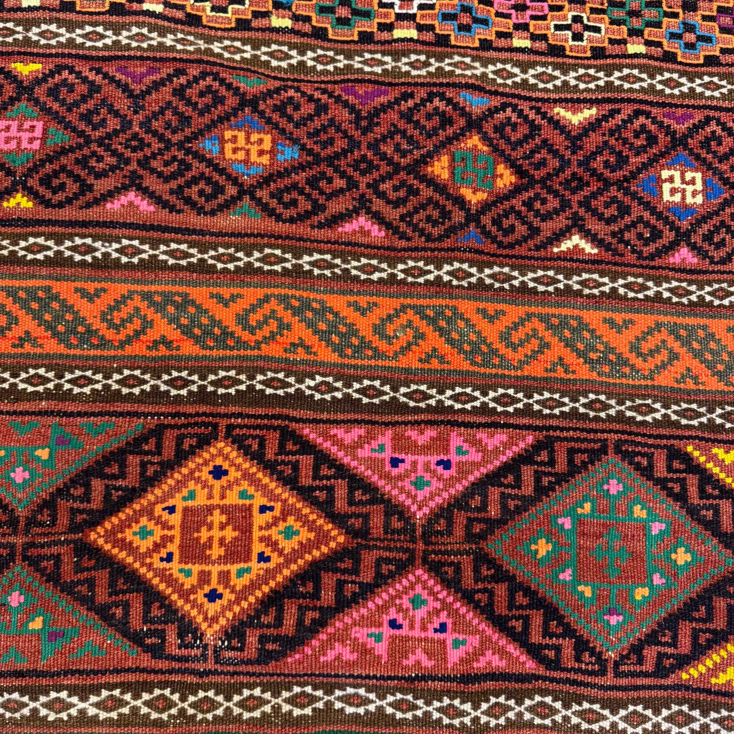Laghari Kilim Area Rug Handmade Multi Geometric 5x8 ft