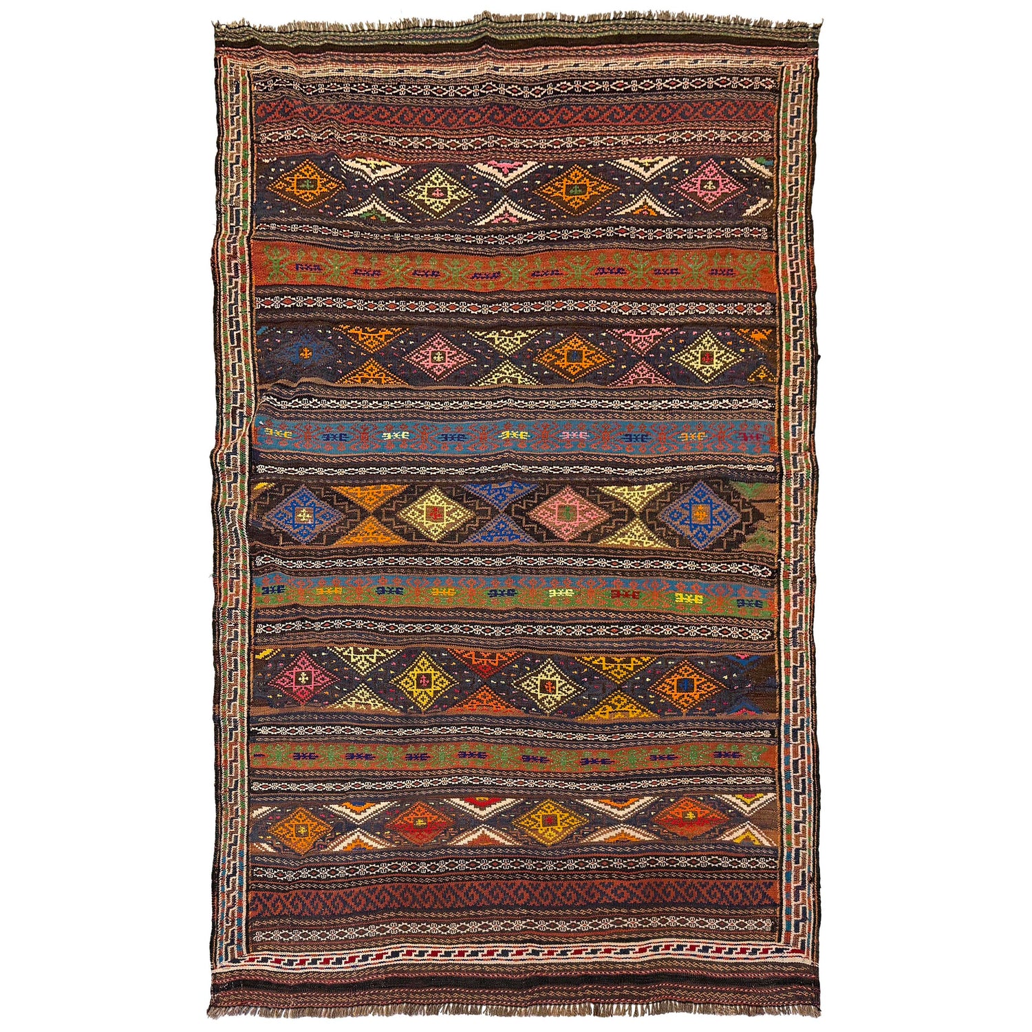 Laghari Kilim Area Rug Handmade Multi Geometric 4x6 ft