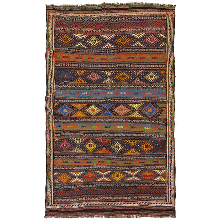 Laghari Kilim Area Rug Handmade Multi Geometric 4x6 ft