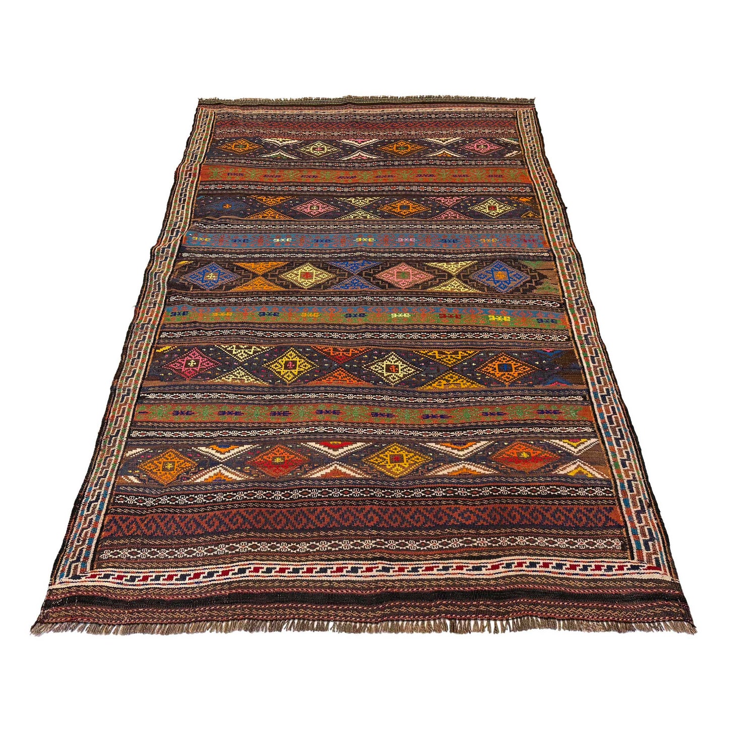 Laghari Kilim Area Rug Handmade Multi Geometric 4x6 ft