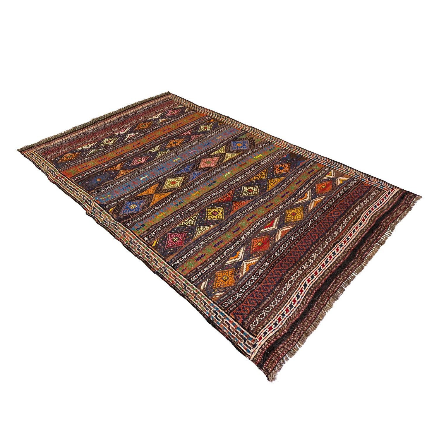 Laghari Kilim Area Rug Handmade Multi Geometric 4x6 ft