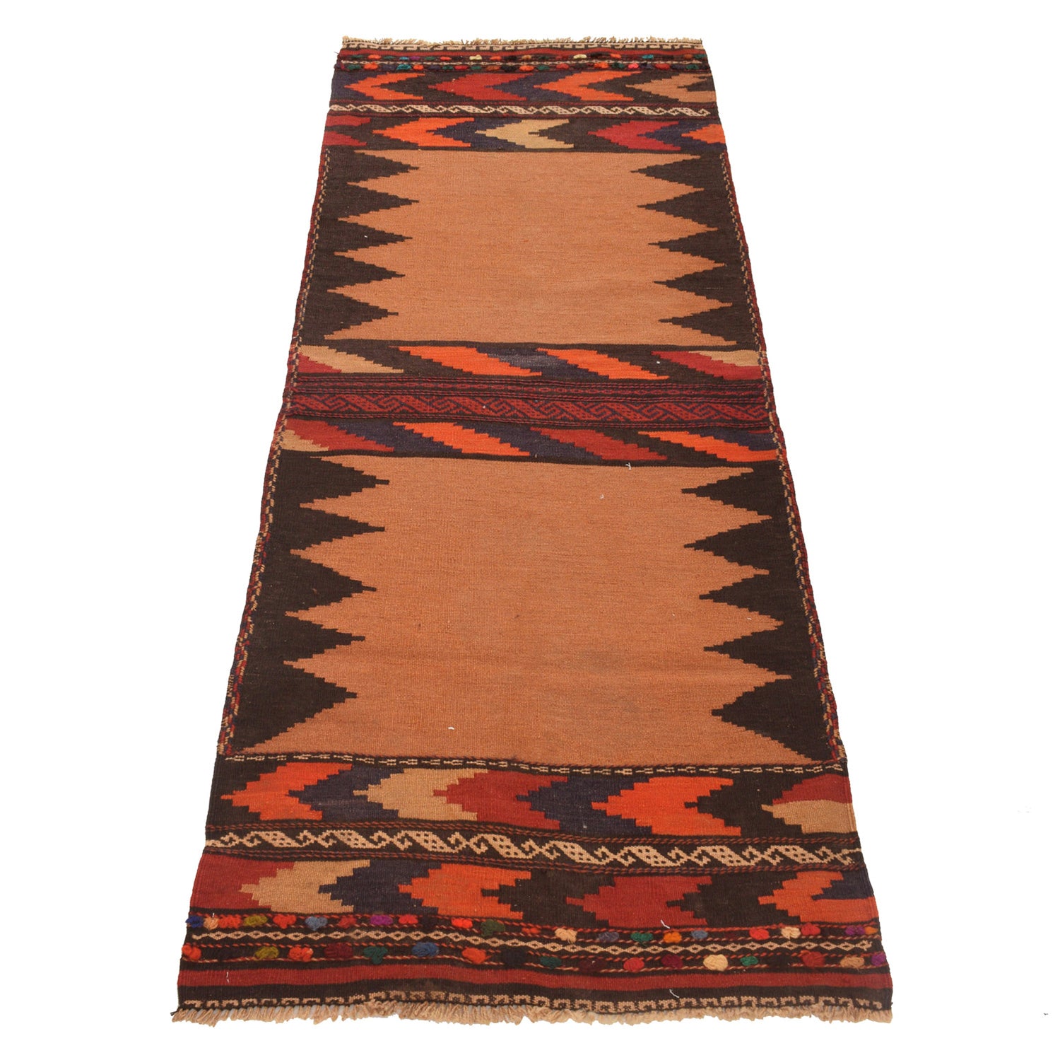 Table Sheet Area Rug Runner Handmade Brown Curvilinear 6'