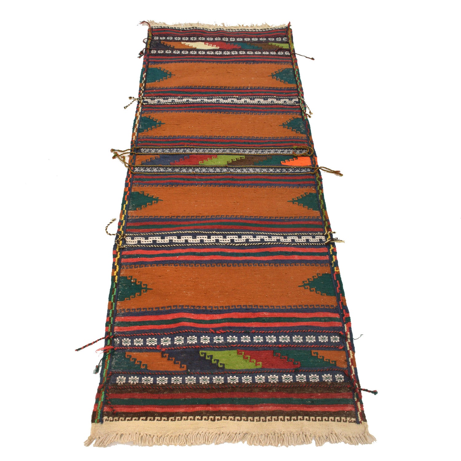 Table Sheet Runner Rug Handmade Brown Curvilinear 6' Runner