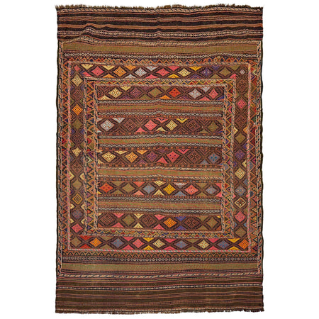 Laghari Kilim Area Rug Handmade Multi Geometric 5x8 ft
