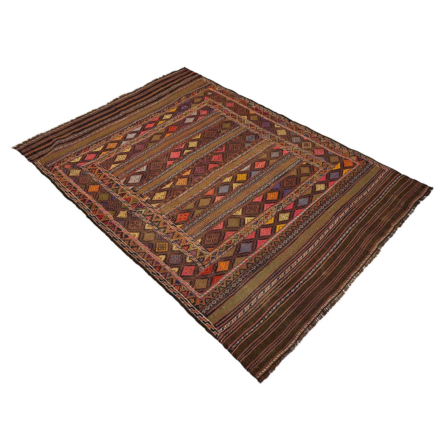 Laghari Kilim Area Rug Handmade Multi Geometric 5x8 ft