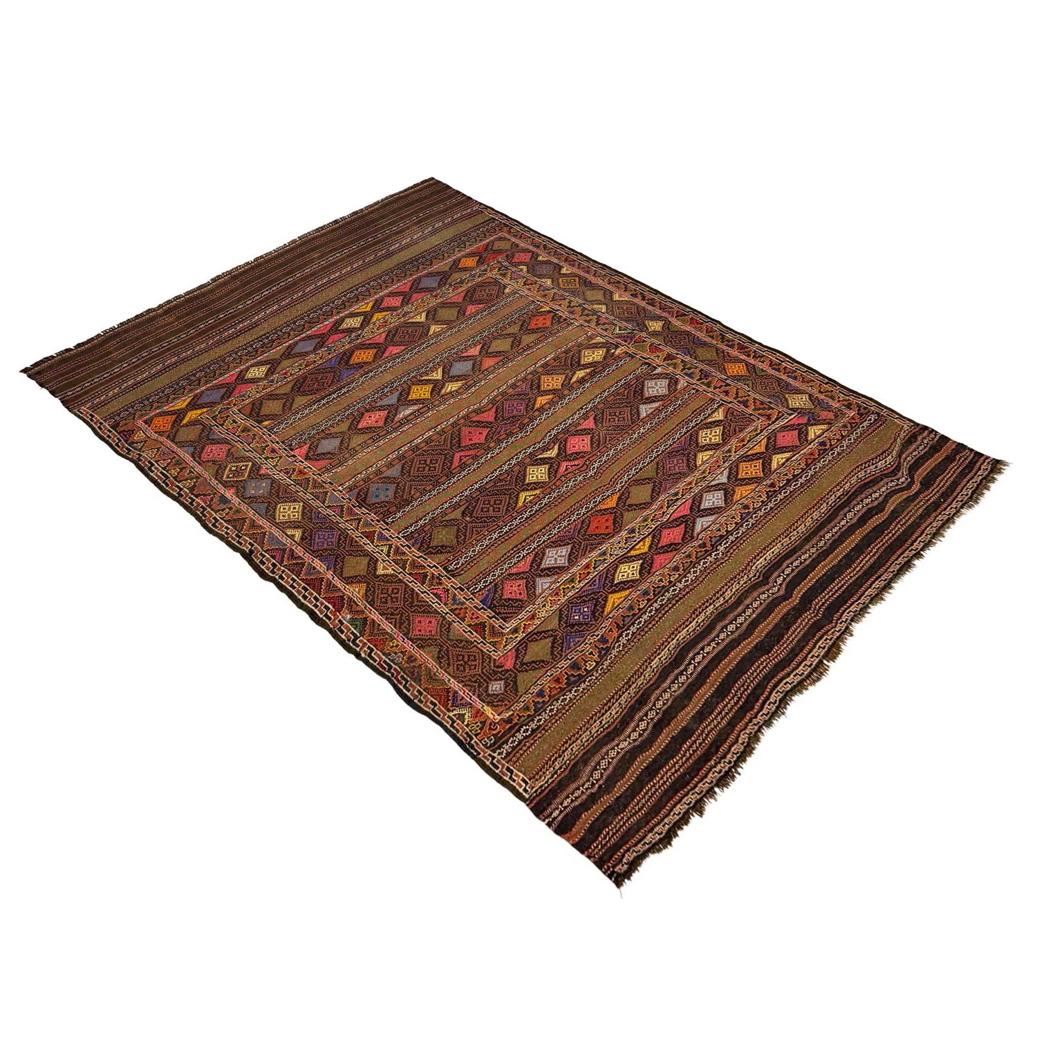 Laghari Kilim Area Rug Handmade Multi Geometric 5x8 ft