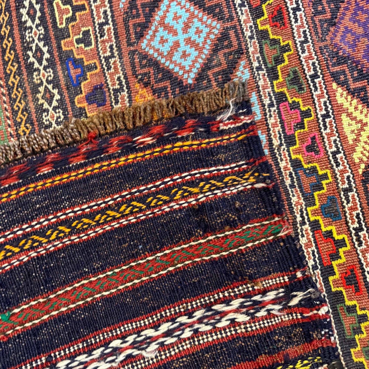 Laghari Kilim Area Rug Handmade Multi Geometric 5x8 ft
