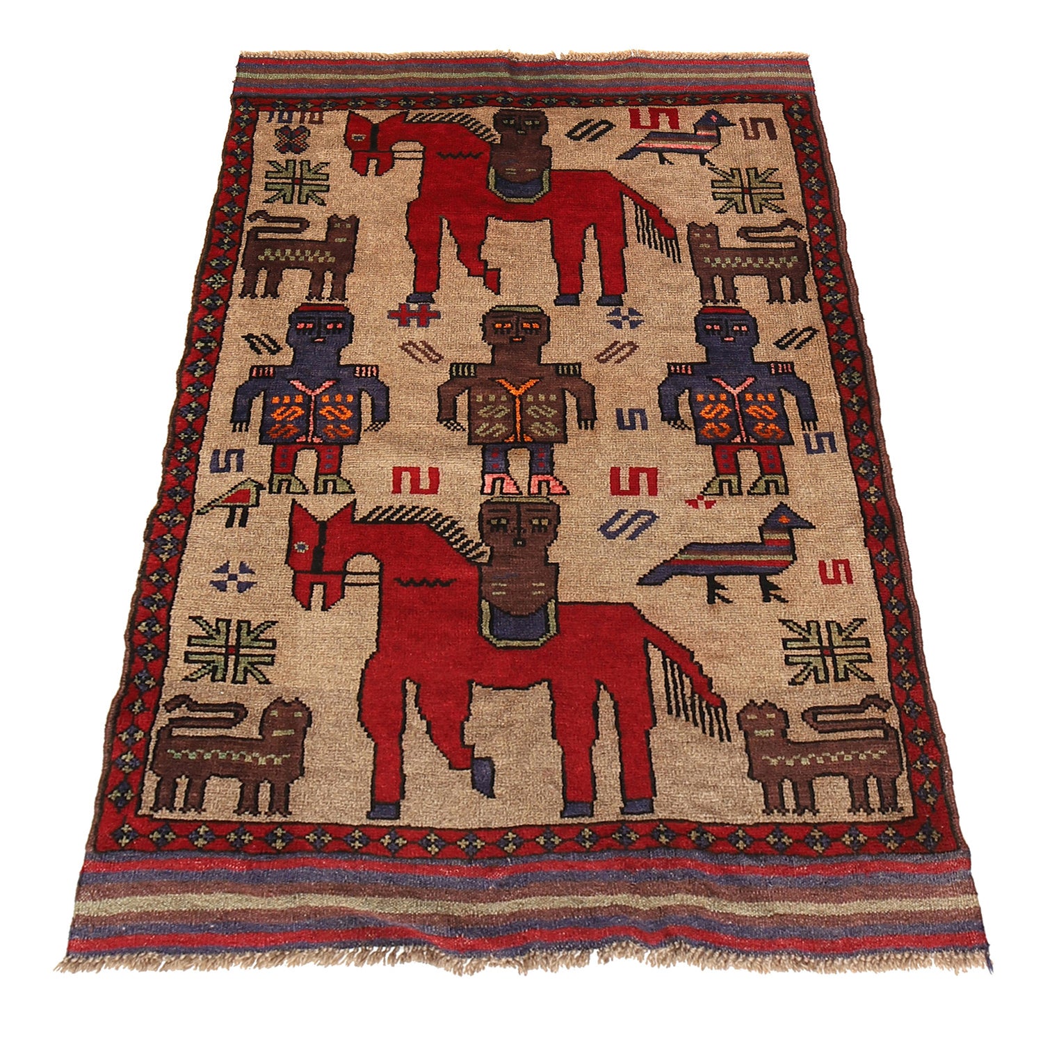 Pictorial Rug Handmade Multi Design