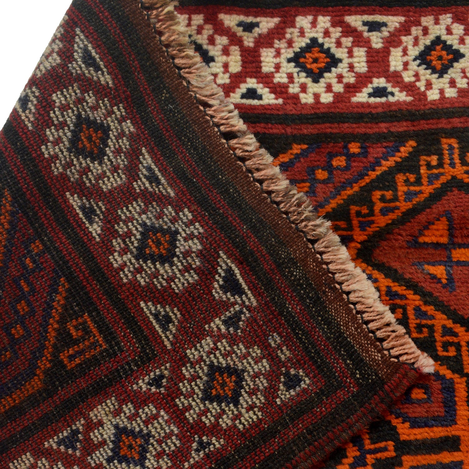 Baluchi Rug Handmade Red Geometric 4x7 ft