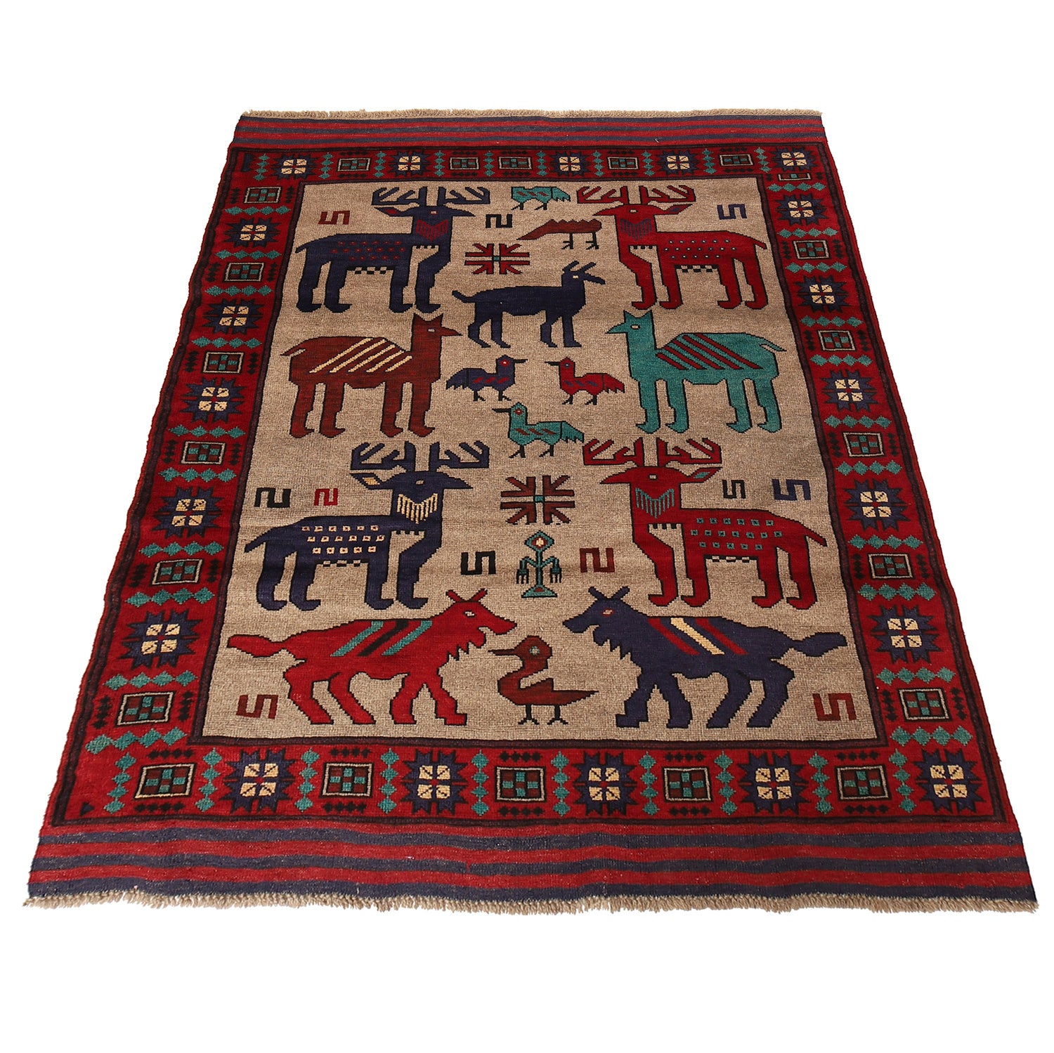 Pictorial Rug Handmade Multi Design