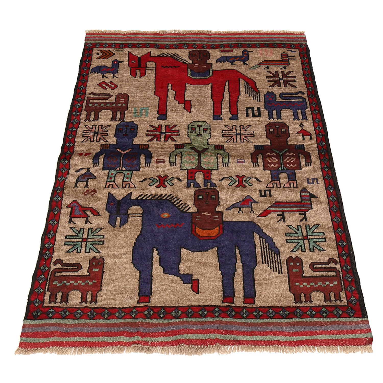 Pictorial Rug Handmade Multi Design