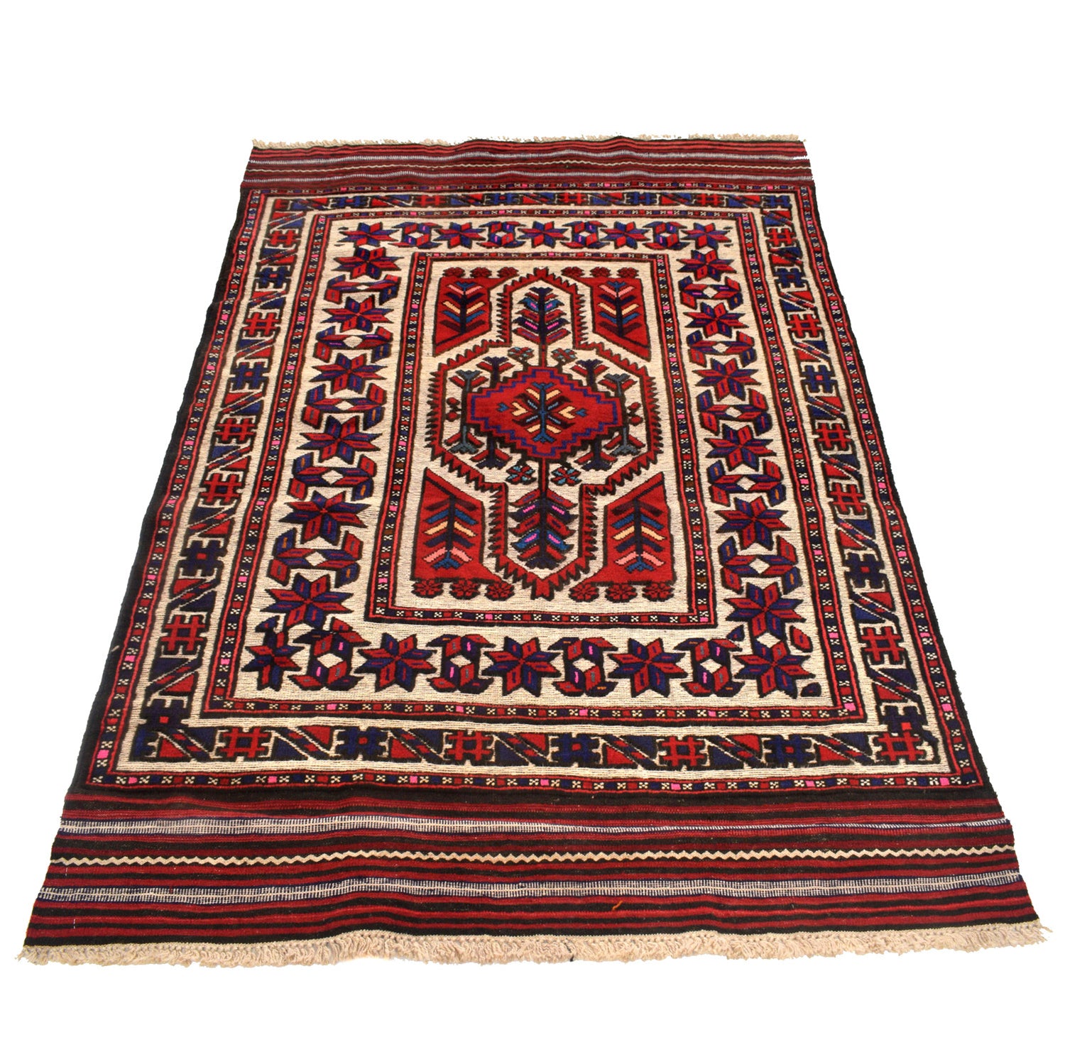 Barjasta Area Rug Handmade Beige Floral 4x6 ft