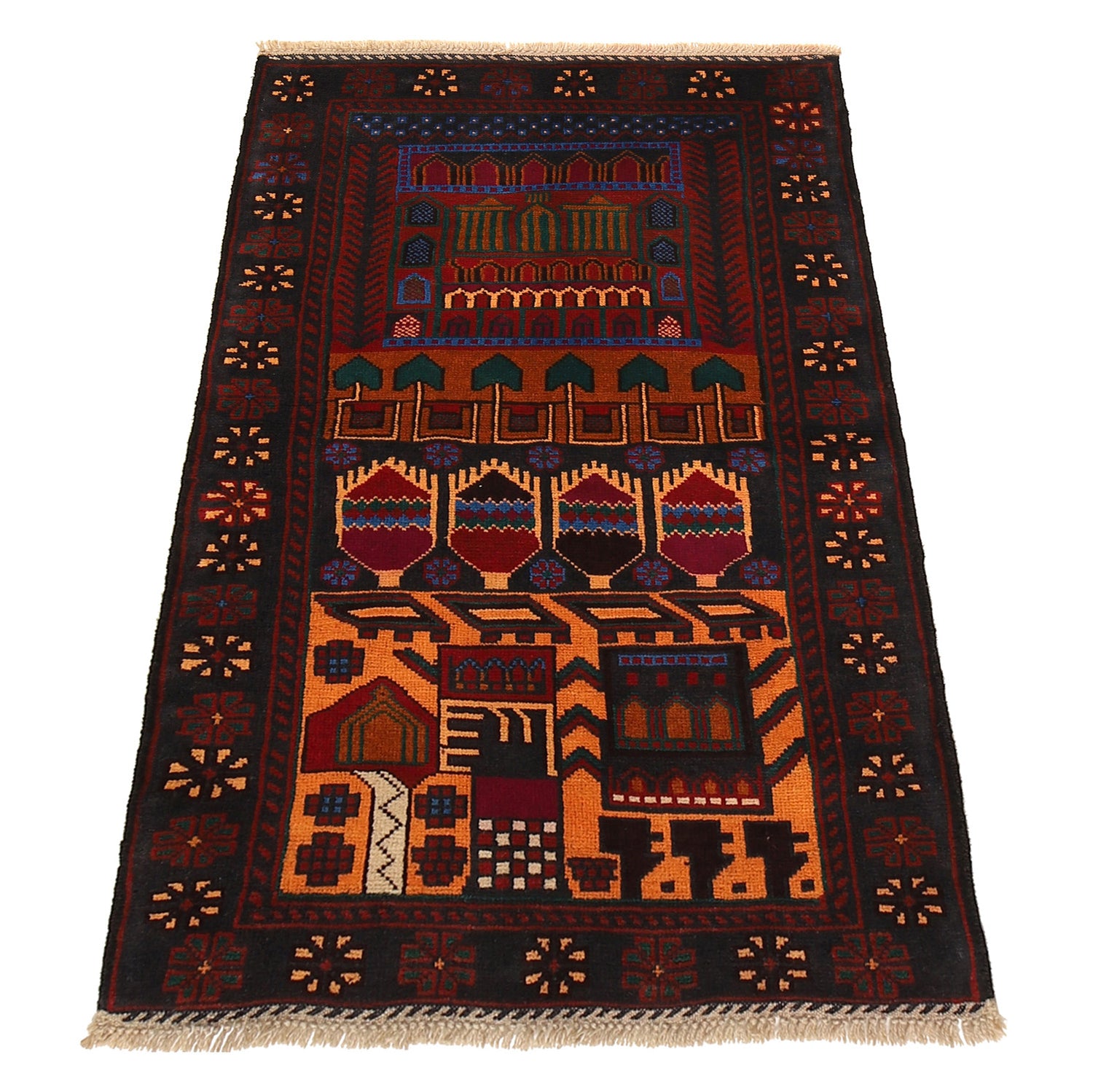 Pictorial Rug Handmade Multi Design