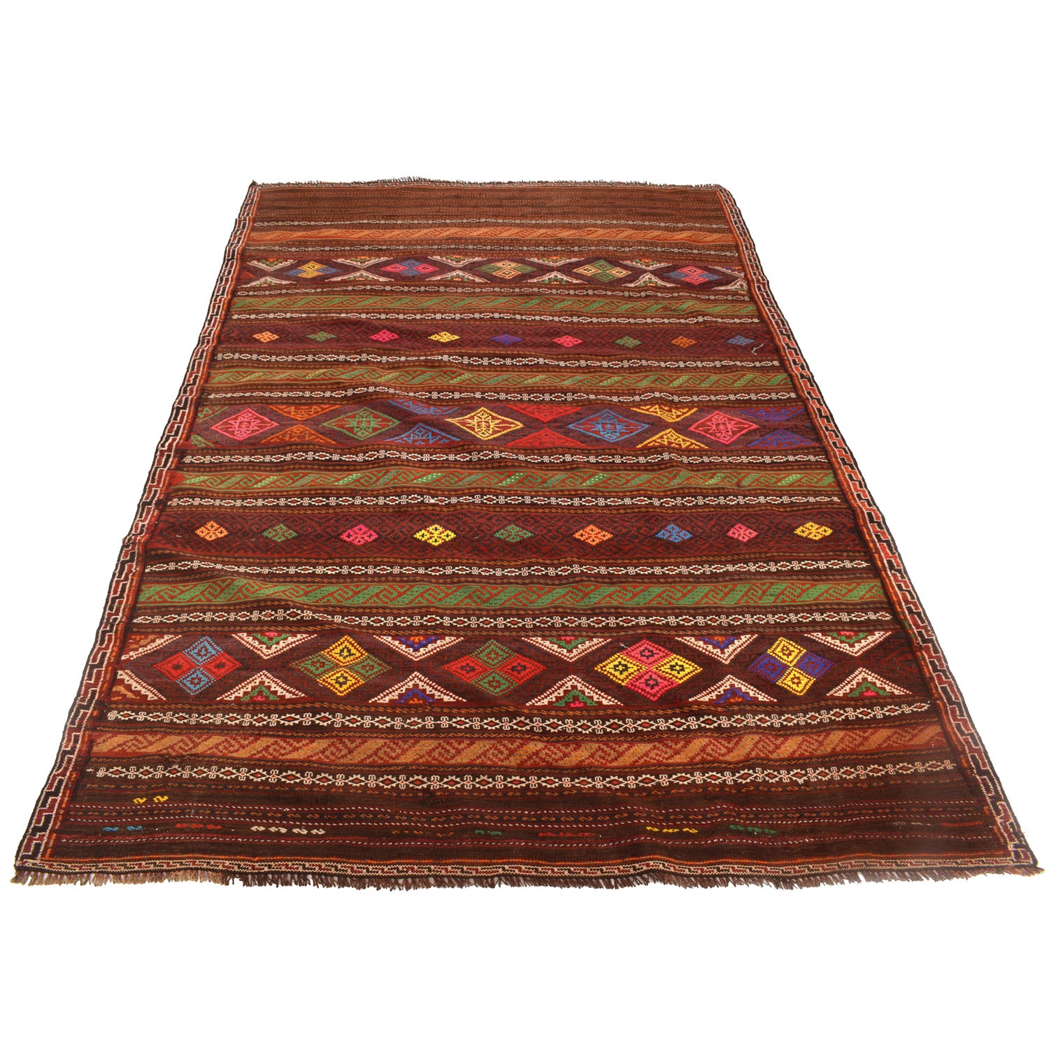 Laghari Kilim Area Rug Handmade Multi Geometric 5x8 ft