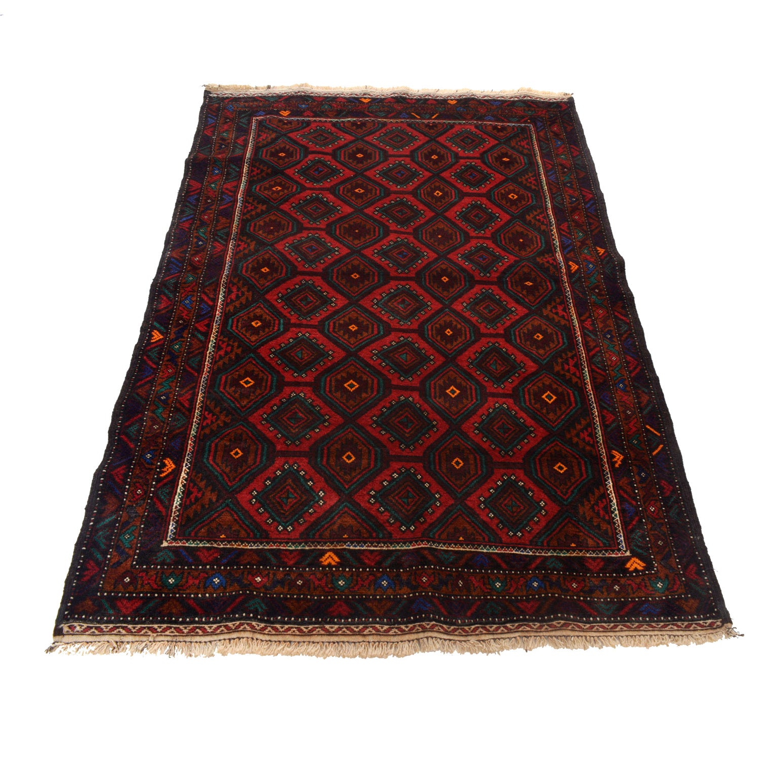 Baluchi Rug Handmade Red Geometric 4x6 ft