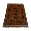 War Area Rug Handmade Brown Riffle 3x5 ft