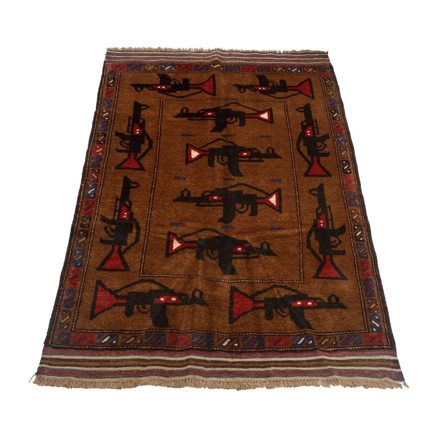 War Area Rug Handmade Brown Riffle 3x5 ft