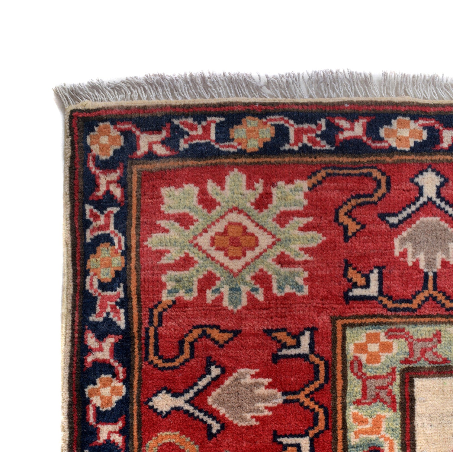 Kazak Rug Handmade Beige Medallion 4x7 ft
