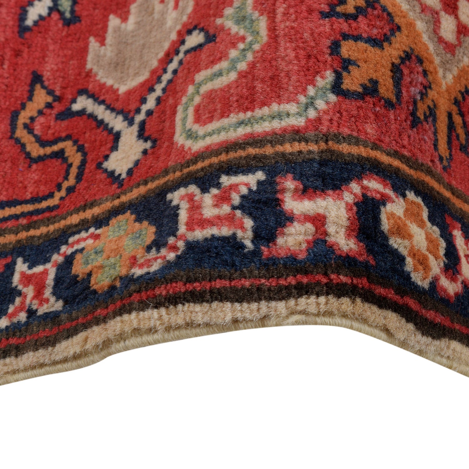 Kazak Rug Handmade Beige Medallion 4x7 ft