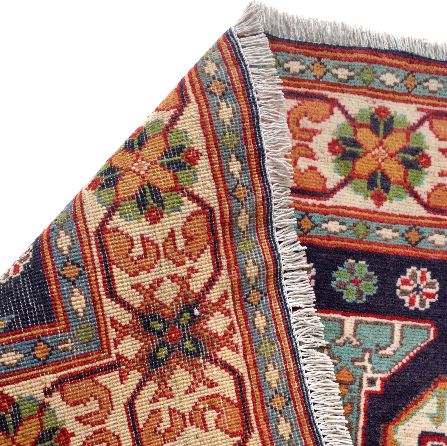Kazak Rug Handmade Blue Medallion 3x5 ft