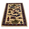 War Area Rug Handmade Ivory Helicopter + Tank 2x4 ft
