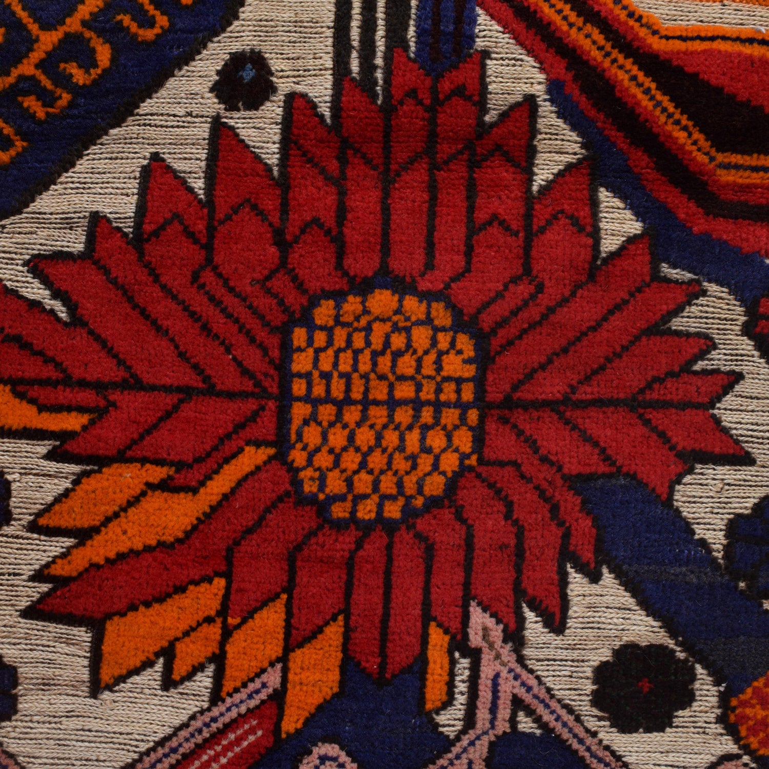 Barjasta Area Rug Handmade Beige Floral 4x6 ft