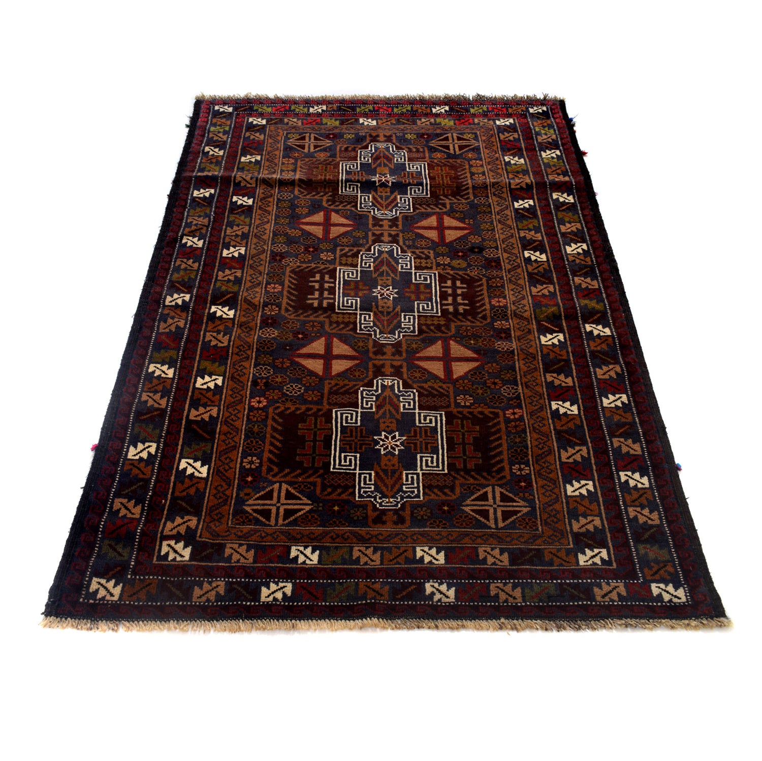 Baluchi Rug Handmade Multi Geometric 4x6 ft