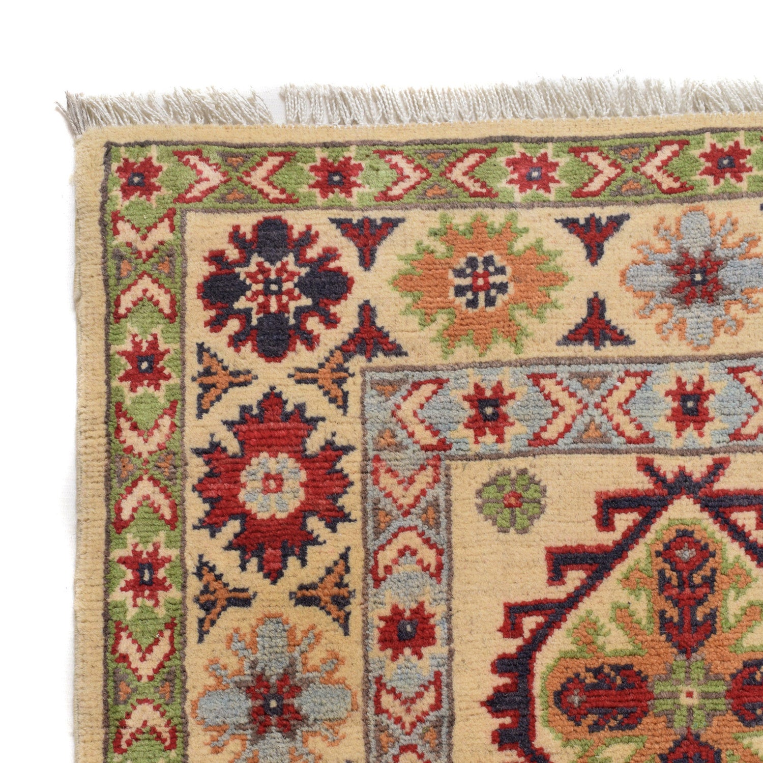 Kazak Rug Handmade Ivory Medallion 4x6 ft