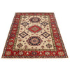 Kazak Rug Handmade Beige Medallion 4x7 ft
