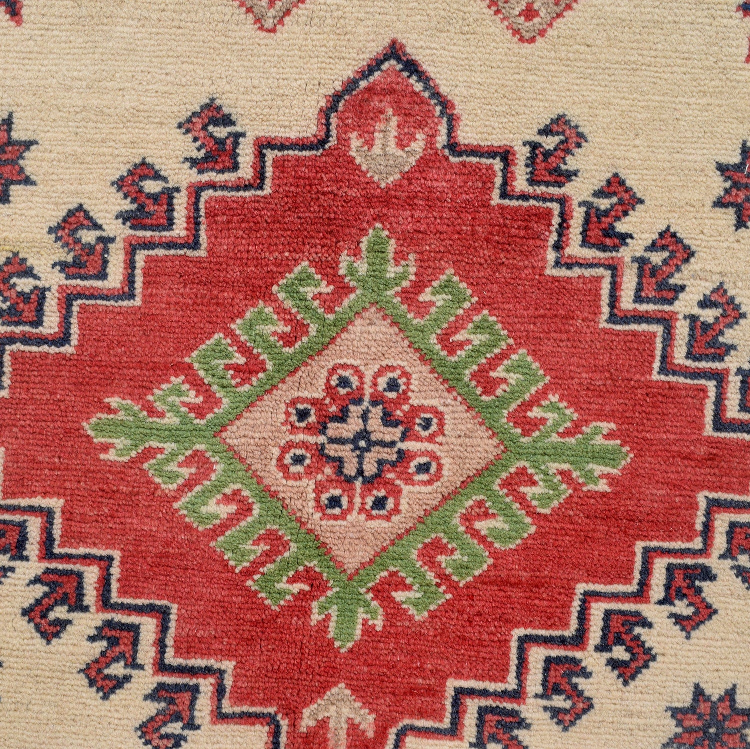 Kazak Rug Handmade Beige Medallion 4x7 ft