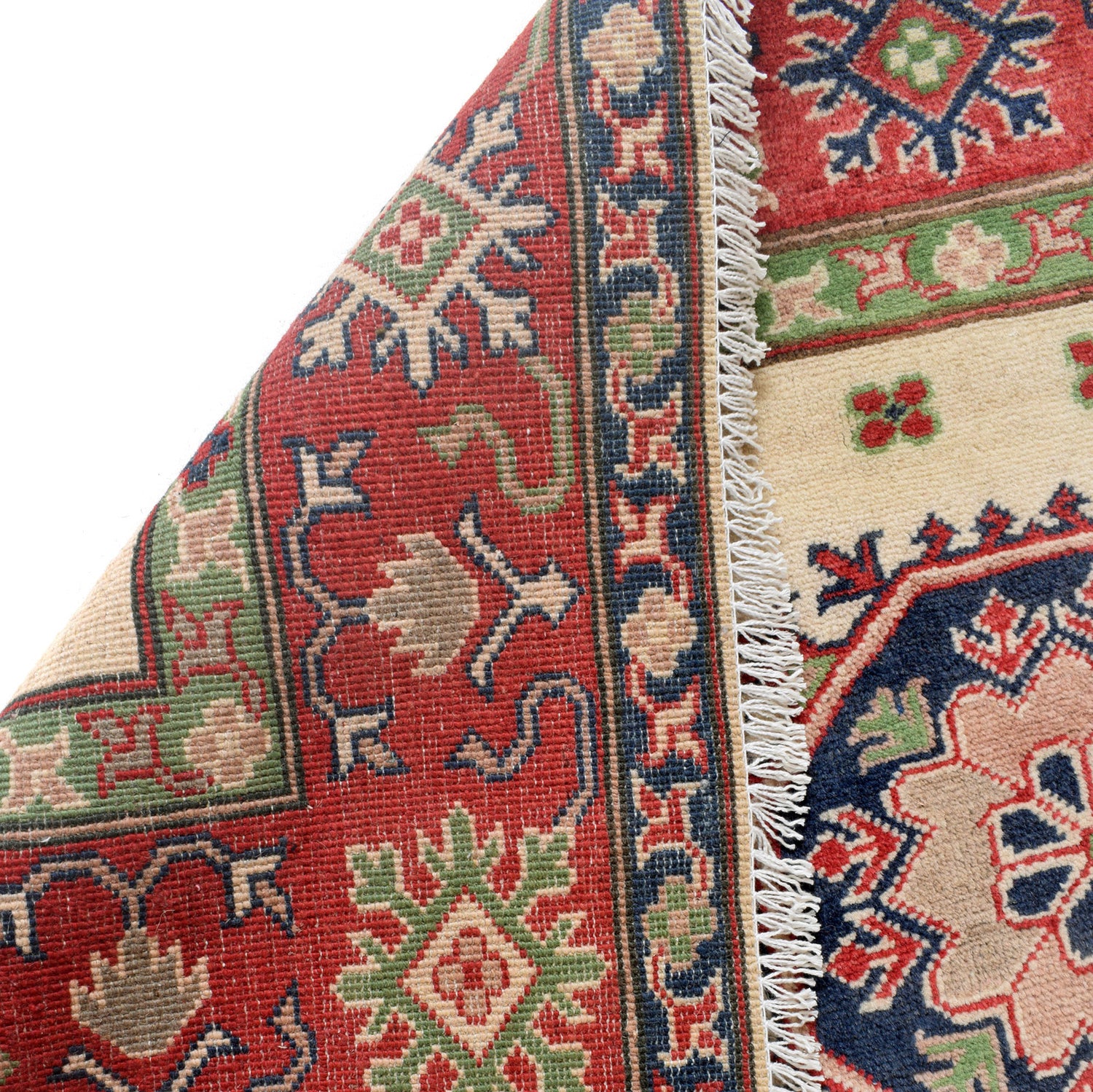 Kazak Rug Handmade Beige Medallion 4x7 ft