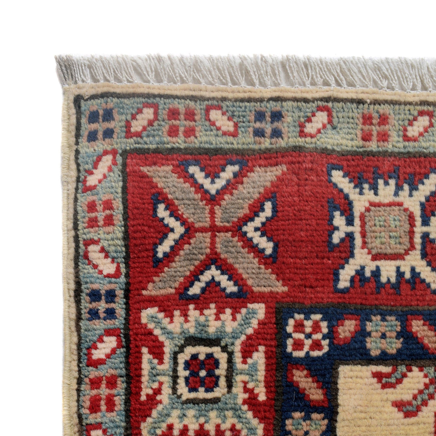 Kazak Rug Handmade Ivory Medallion 2x4 ft