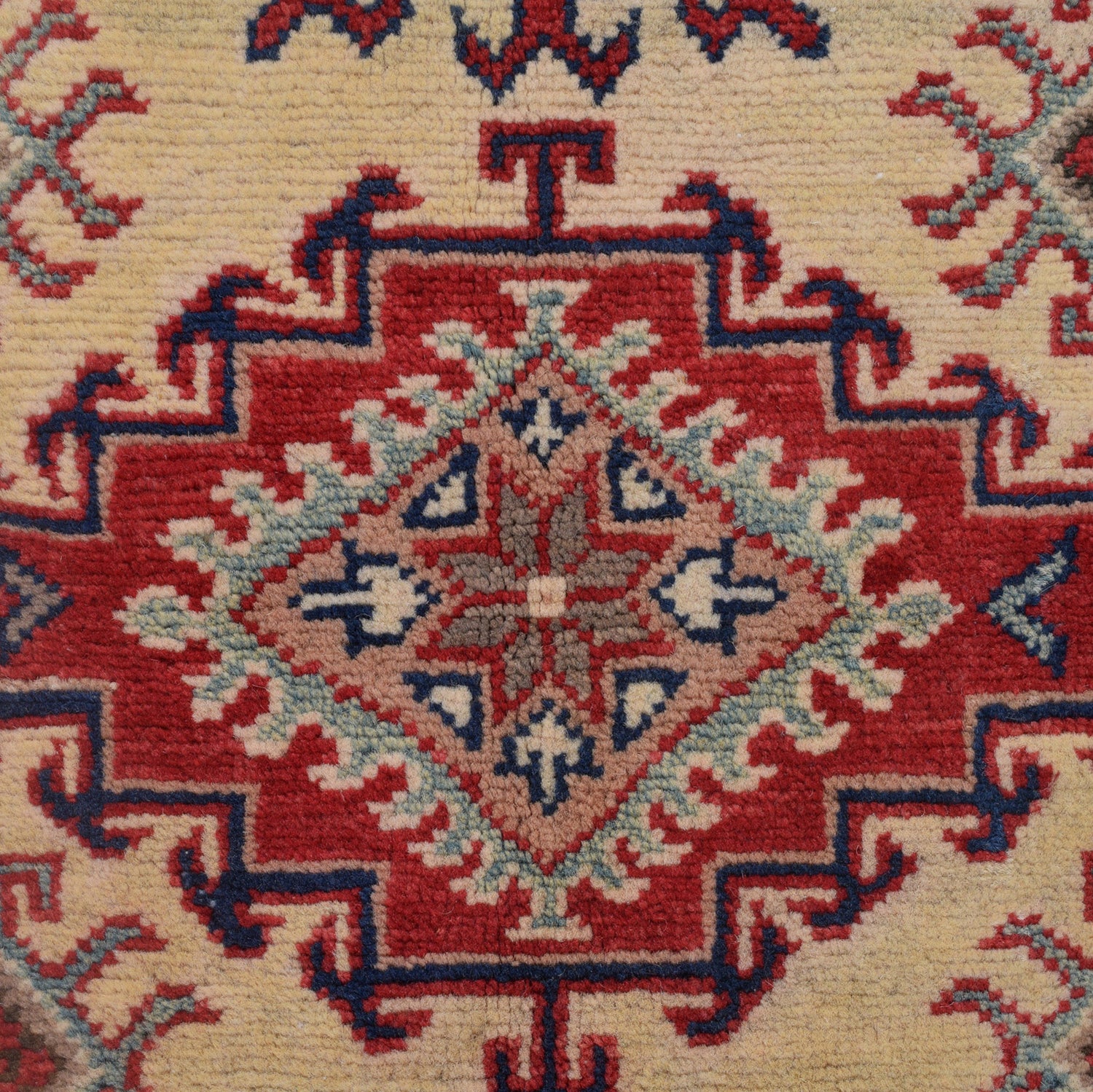 Kazak Rug Handmade Ivory Medallion 2x4 ft